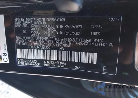 2018 Toyota 4Runner Limited from USA, damaged, VIN JTEBU5JR7J5532918